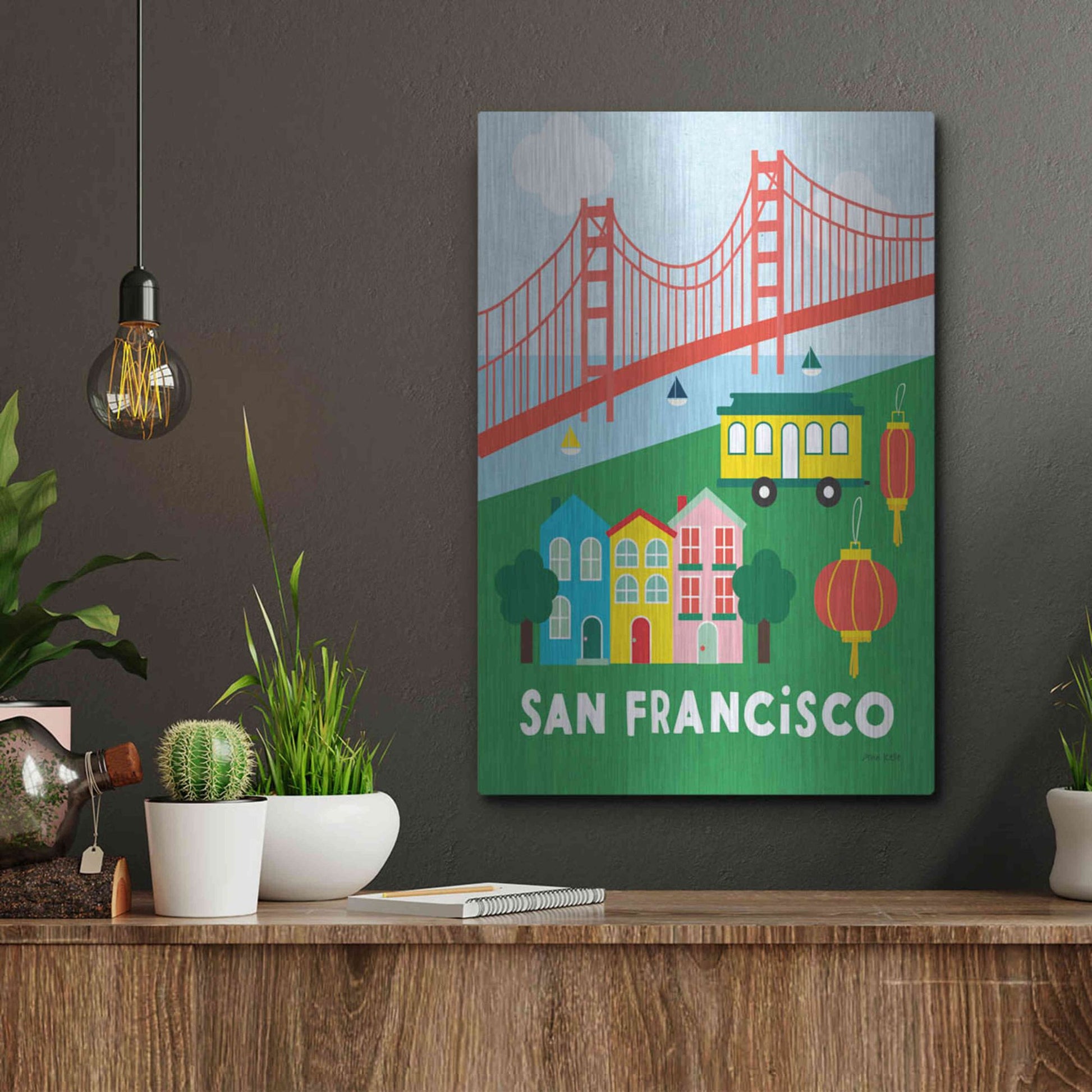 Luxe Metal Art 'City Fun San Francisco' by Ann Kelle Designs, Metal Wall Art,12x16