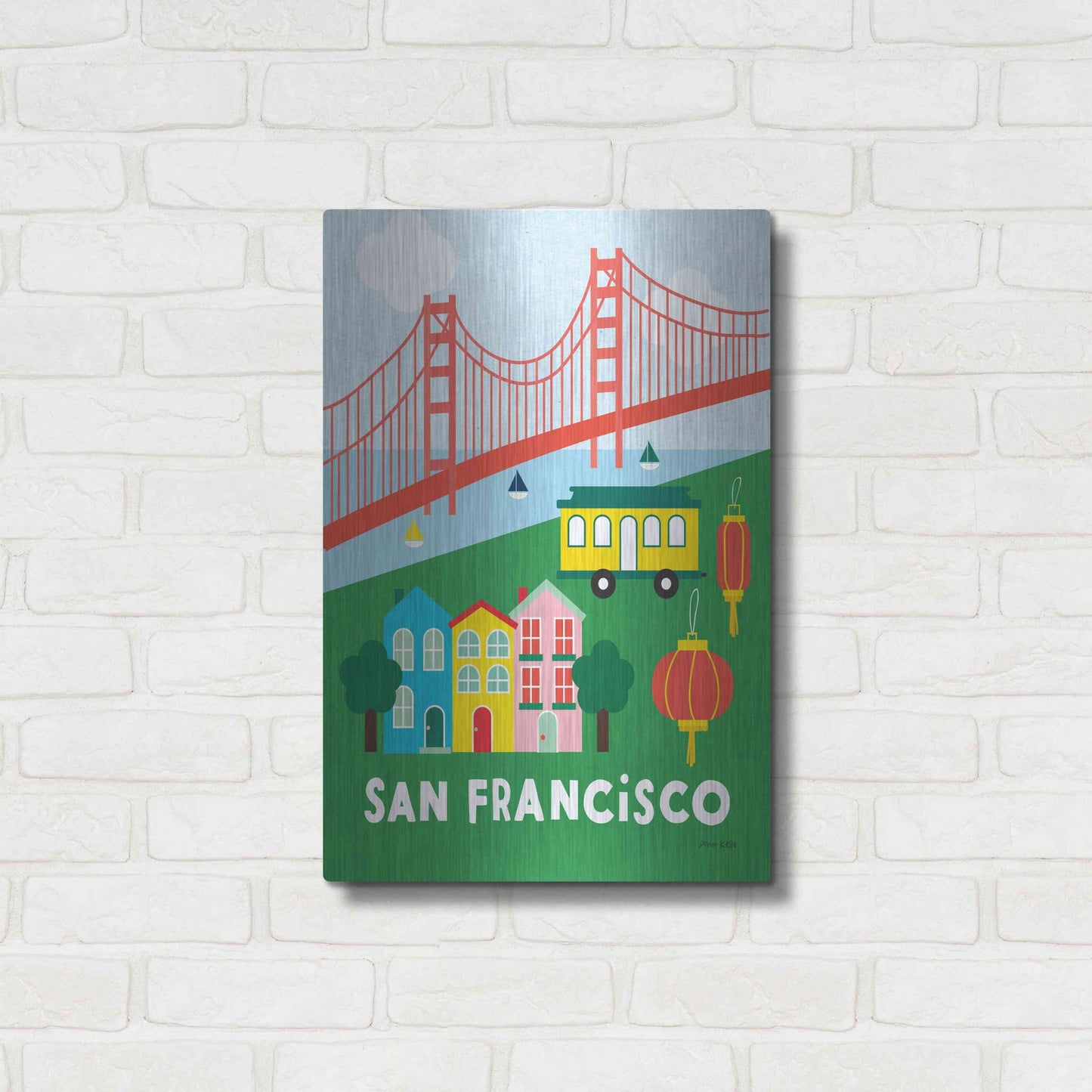 Luxe Metal Art 'City Fun San Francisco' by Ann Kelle Designs, Metal Wall Art,16x24