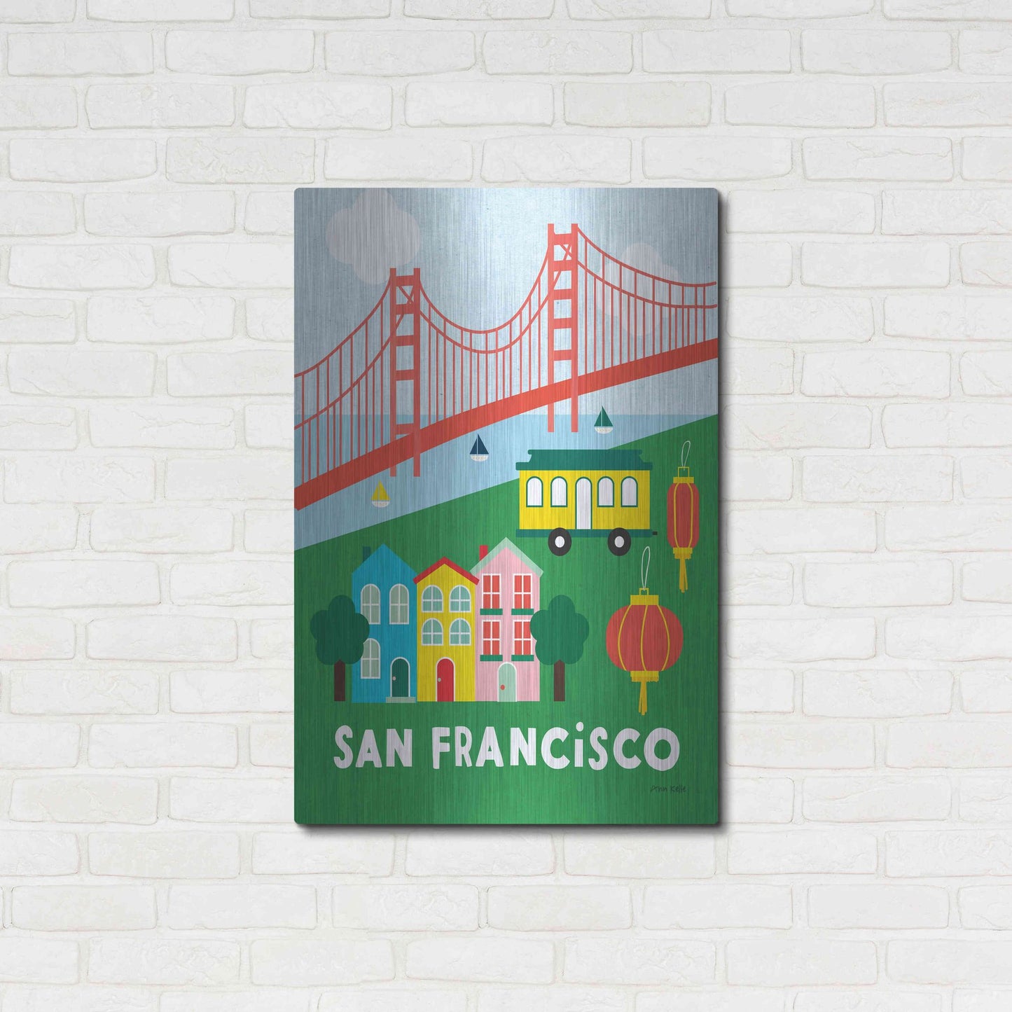 Luxe Metal Art 'City Fun San Francisco' by Ann Kelle Designs, Metal Wall Art,24x36