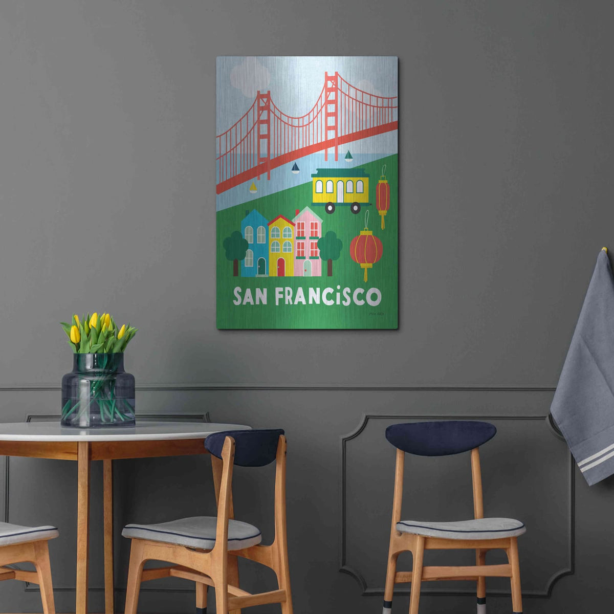 'City Fun San Francisco' by Ann Kelle – Metal Wall Art, 24x36 room view