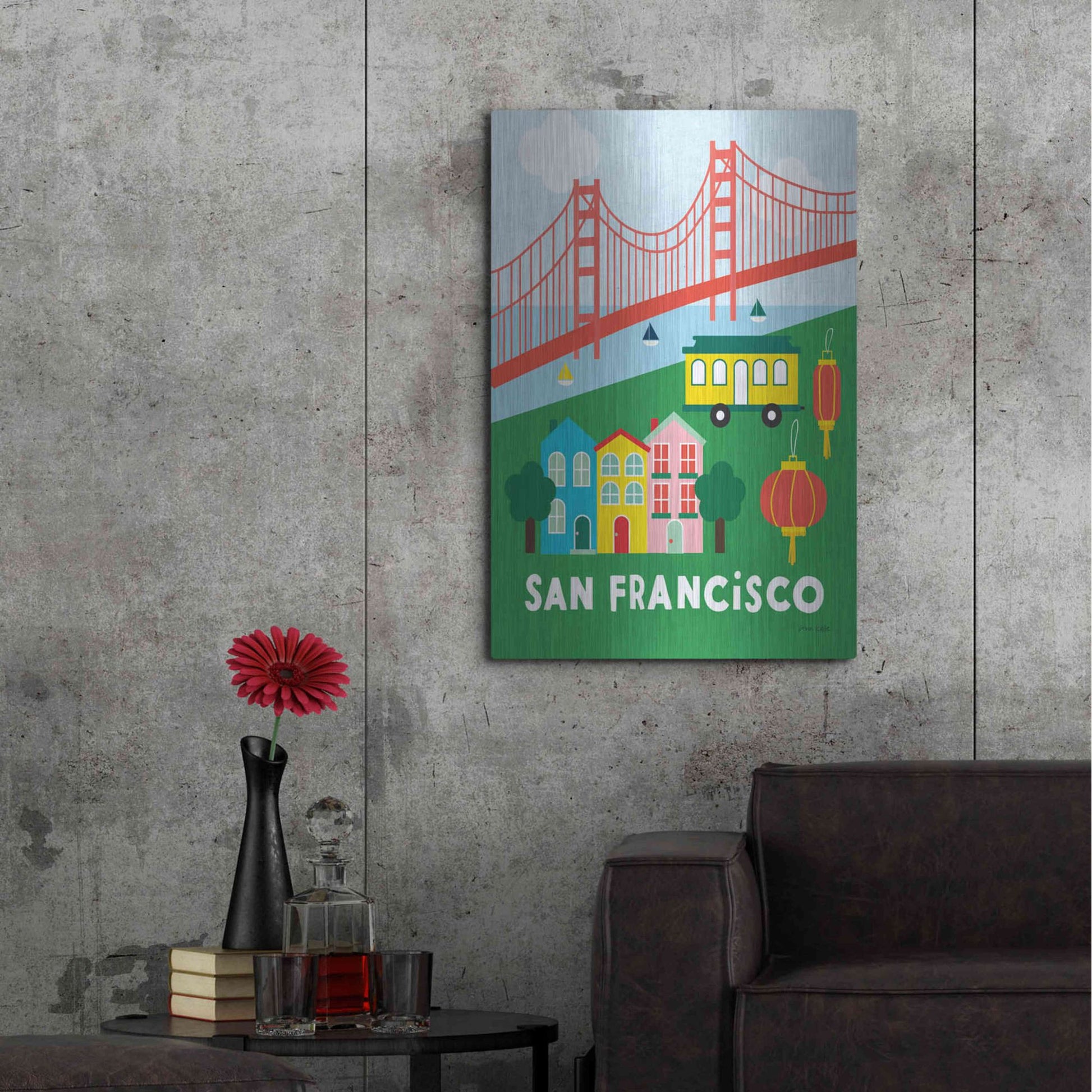 Luxe Metal Art 'City Fun San Francisco' by Ann Kelle Designs, Metal Wall Art,24x36