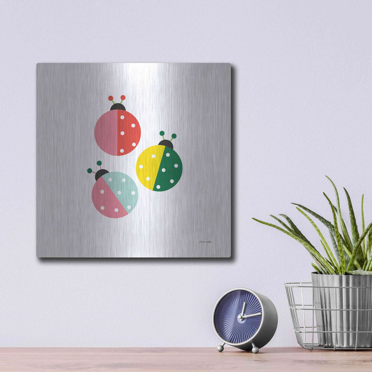 'Ladybugs Three' by Ann Kelle – Metal Wall Art, 12x12 room view