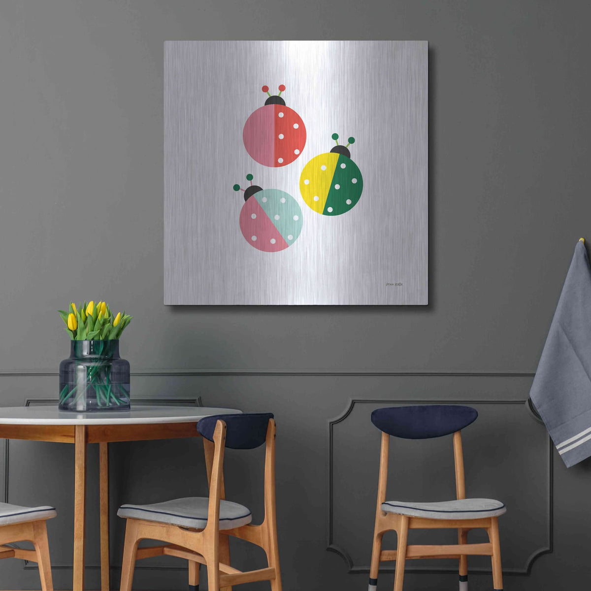 'Ladybugs Three' by Ann Kelle – Metal Wall Art, 36x36 room view