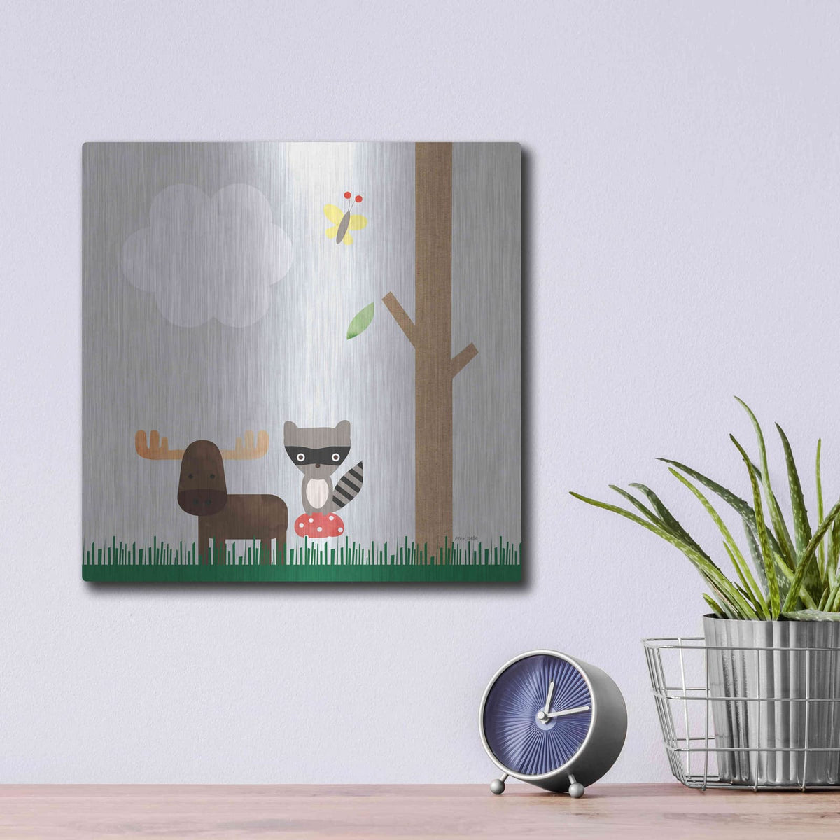 'Wood Land Animals I' by Ann Kelle – Metal Wall Art, 12x12 room view