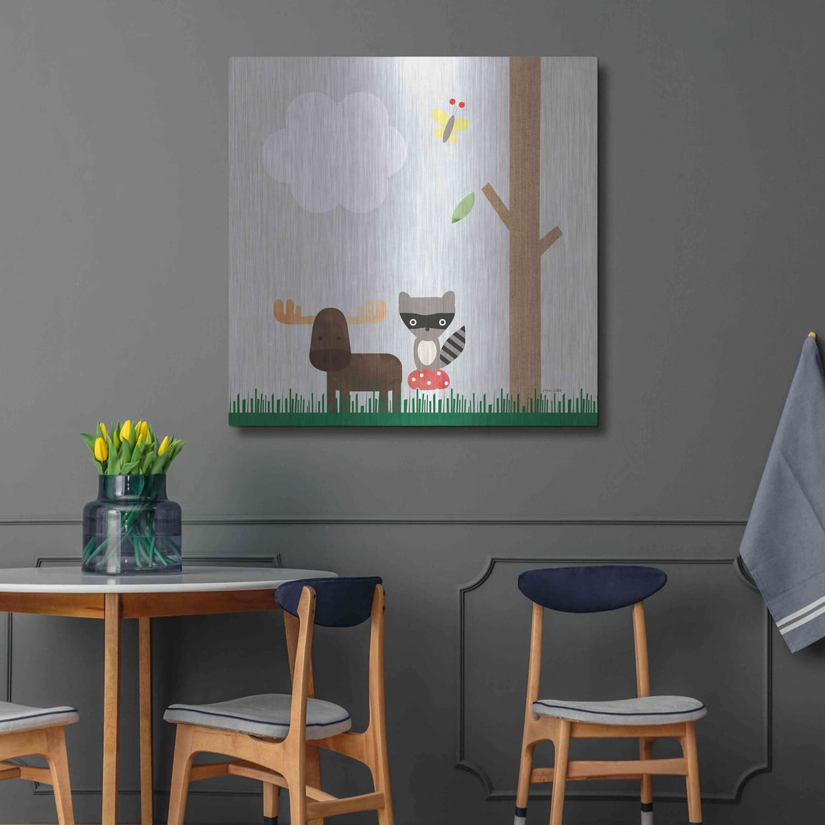 'Wood Land Animals I' by Ann Kelle – Metal Wall Art, 36x36 room view