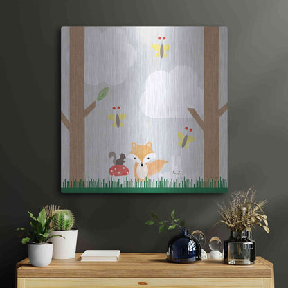 Luxe Metal Art 'Wood Land Animals II' by Ann Kelle Designs, Metal Wall Art,24x24