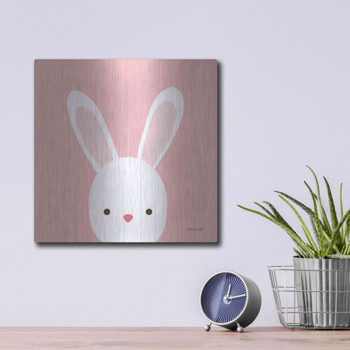 'Cuddly Bunny' by Ann Kelle – Metal Wall Art, 12x12 room view