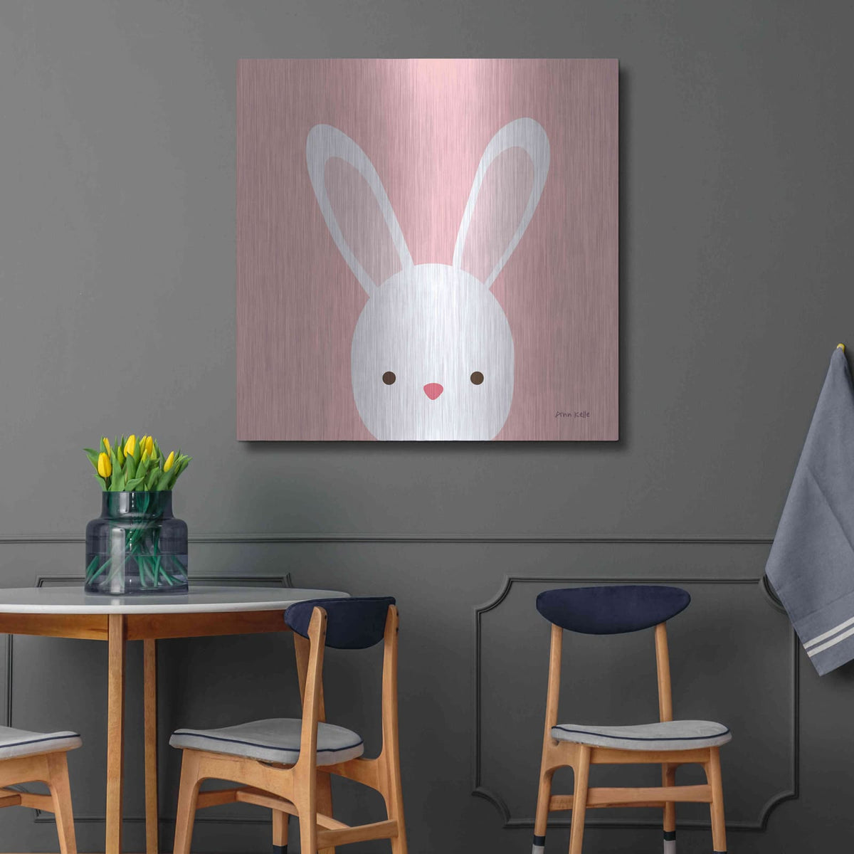 'Cuddly Bunny' by Ann Kelle – Metal Wall Art, 36x36 room view