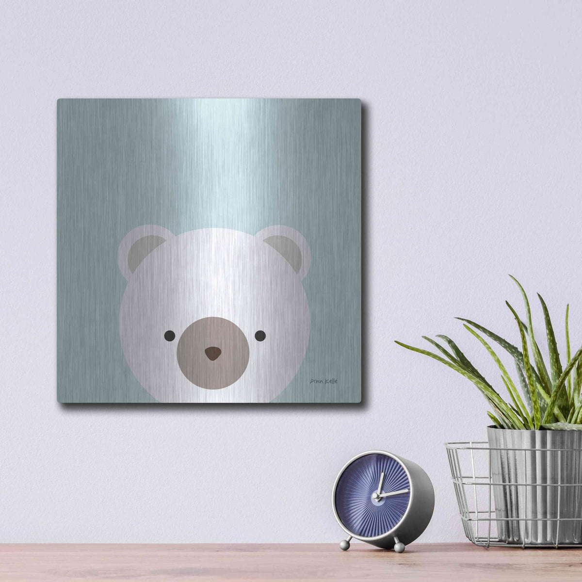 'Cuddly Bear' by Ann Kelle – Metal Wall Art, 12x12 room view