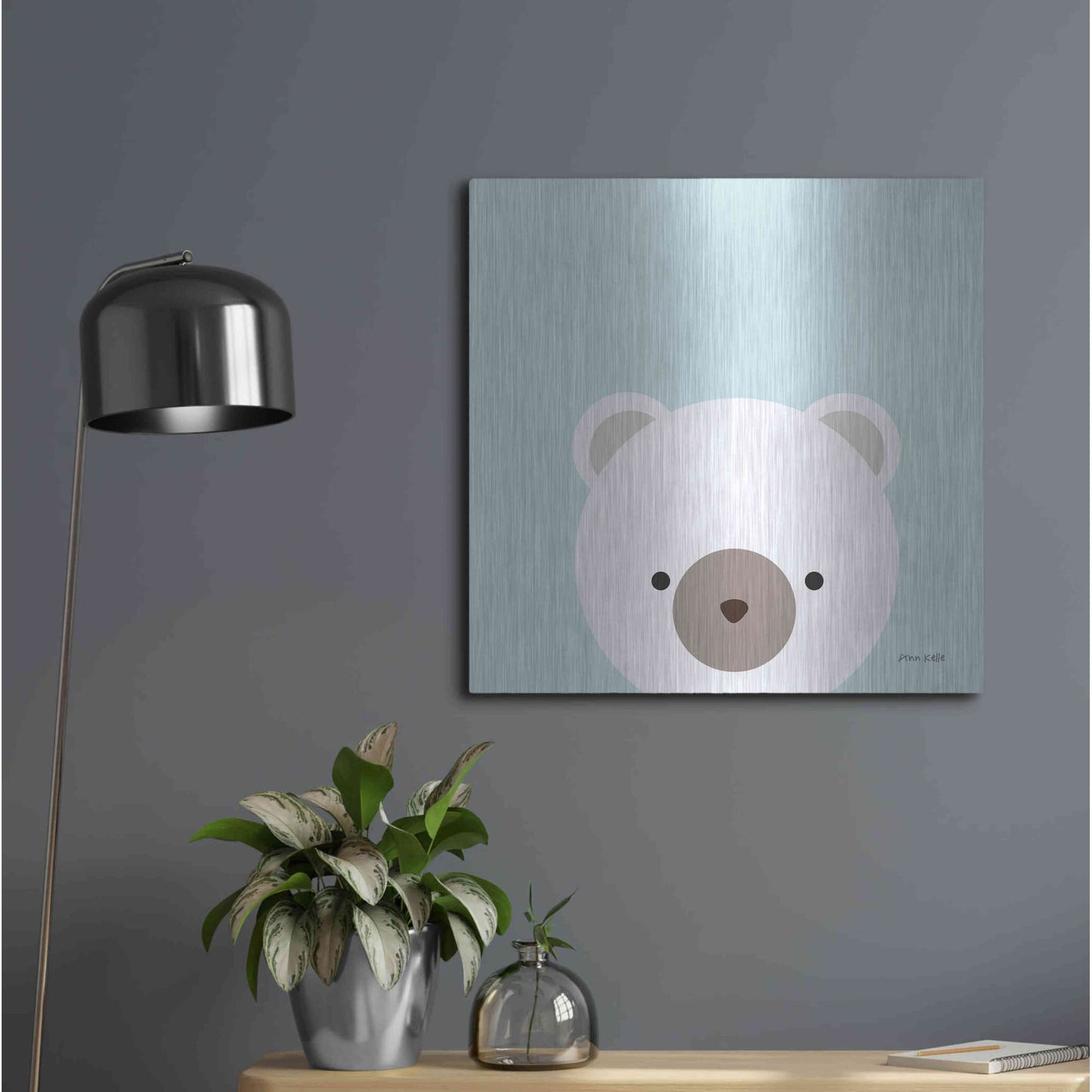 Luxe Metal Art 'Cuddly Bear' by Ann Kelle Designs, Metal Wall Art,24x24