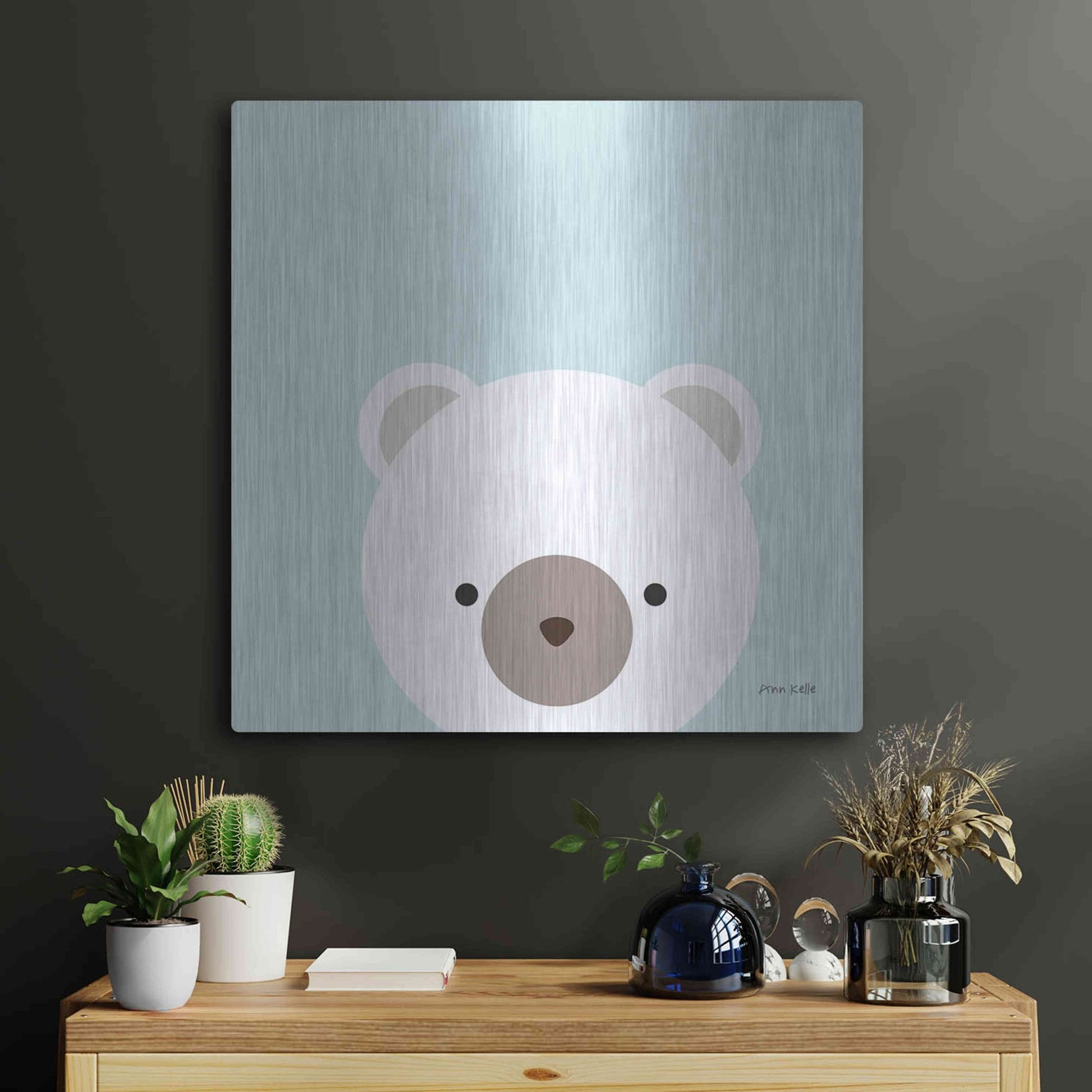 Luxe Metal Art 'Cuddly Bear' by Ann Kelle Designs, Metal Wall Art,24x24