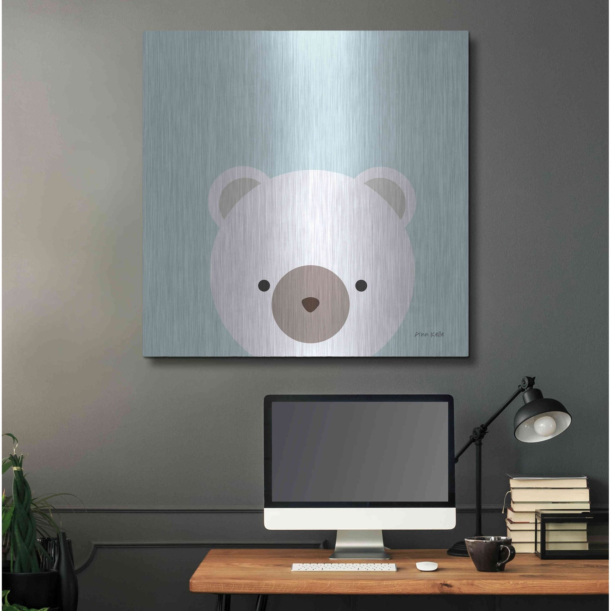 Luxe Metal Art 'Cuddly Bear' by Ann Kelle Designs, Metal Wall Art,36x36