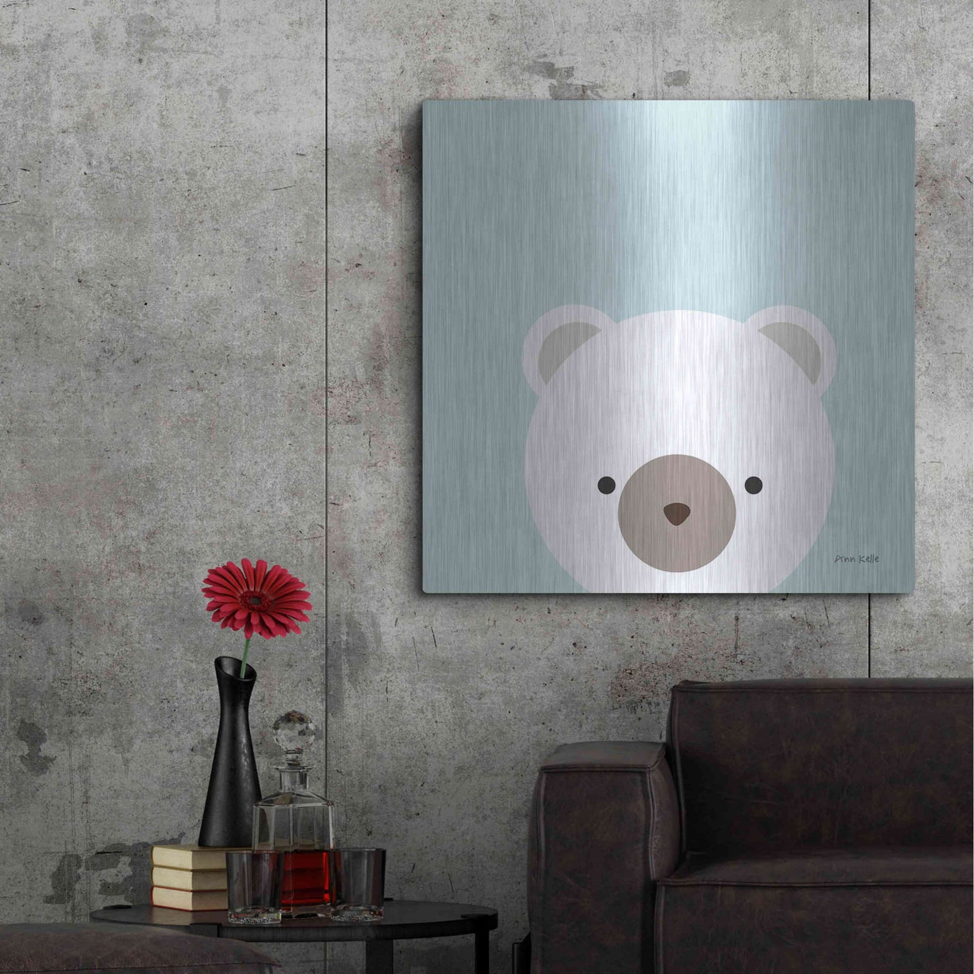 Luxe Metal Art 'Cuddly Bear' by Ann Kelle Designs, Metal Wall Art,36x36