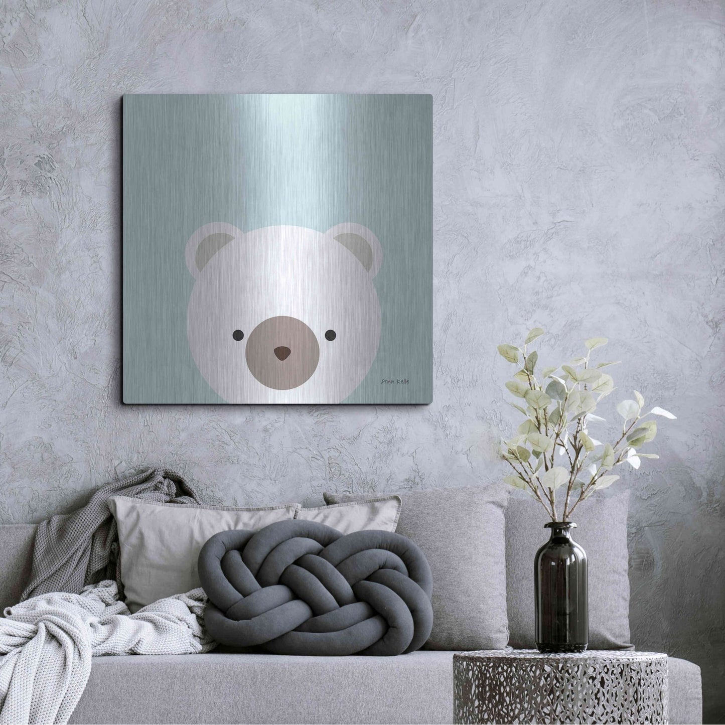 Luxe Metal Art 'Cuddly Bear' by Ann Kelle Designs, Metal Wall Art,36x36