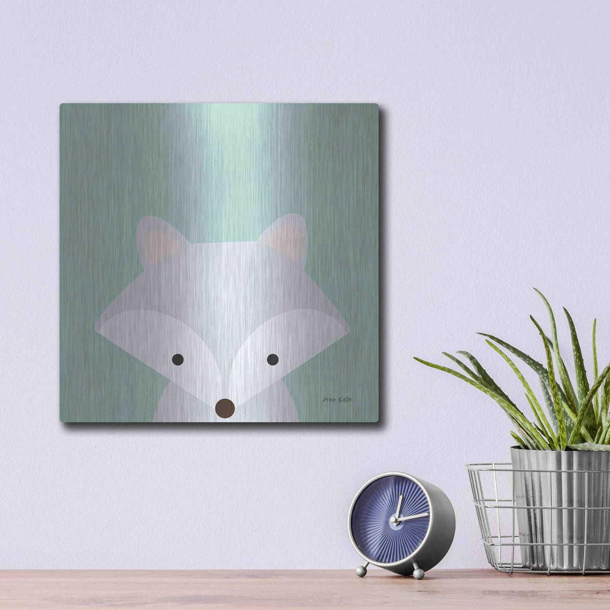 'Cuddly Fox' by Ann Kelle – Metal Wall Art, 12x12 room view