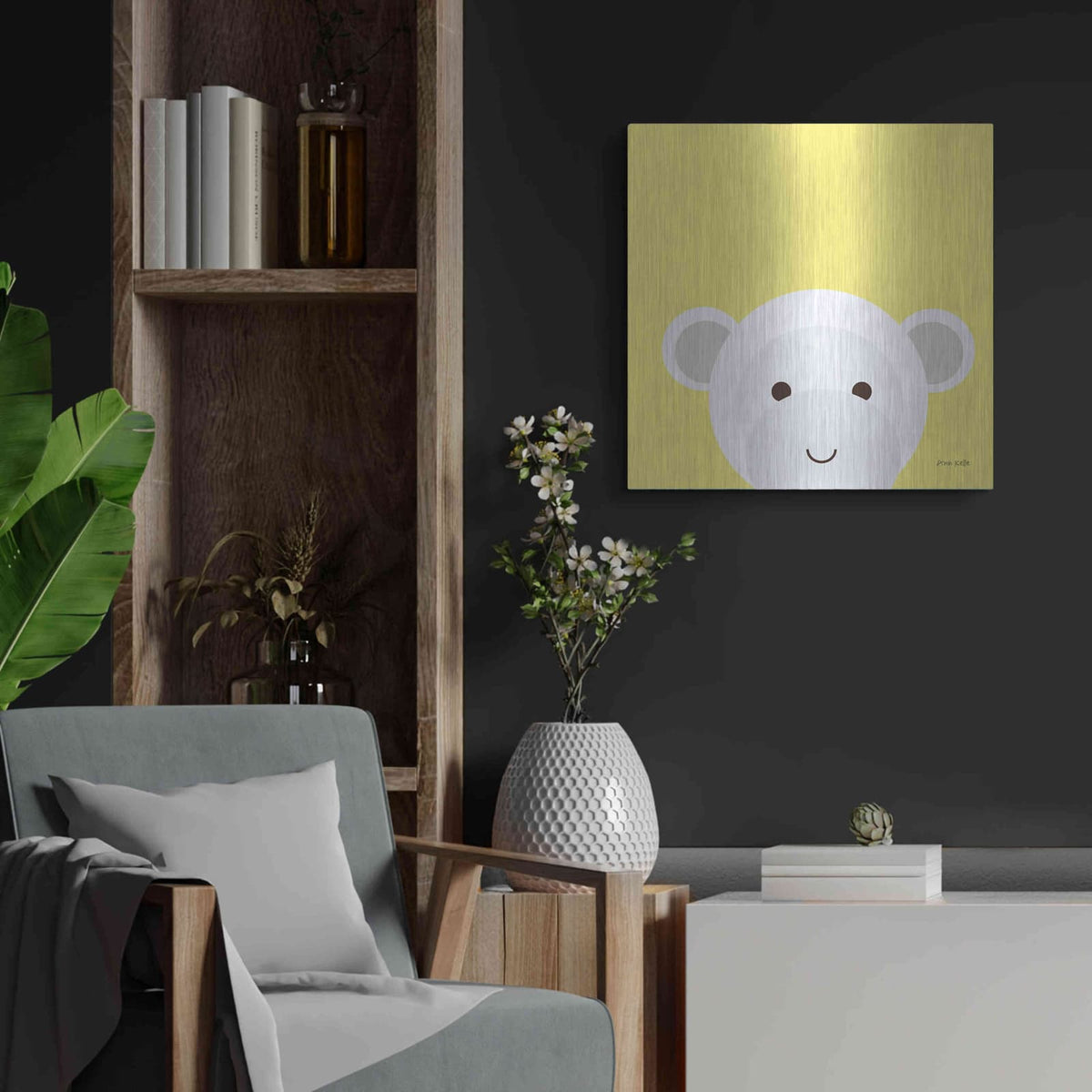'Cuddly Monkey' by Ann Kelle – Metal Wall Art, 24x24 room view