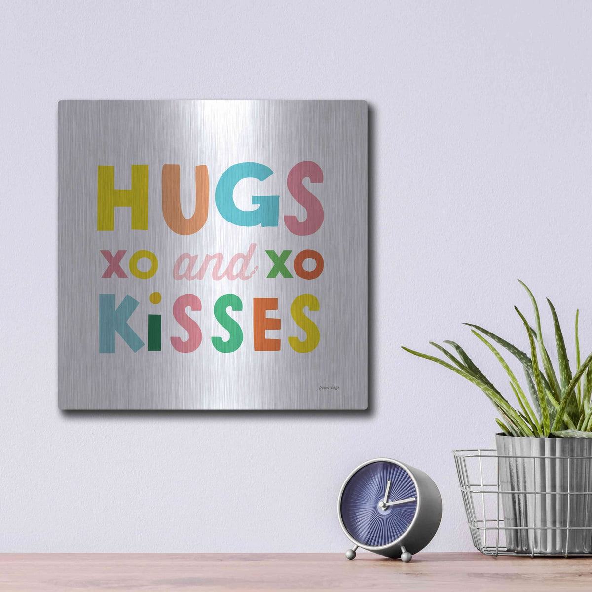 'Hugs and Kisses' by Ann Kelle – Metal Wall Art, 12x12 room view