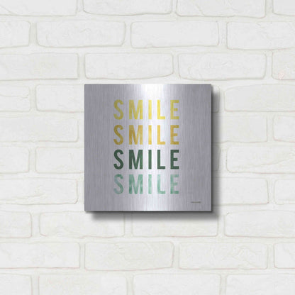 Luxe Metal Art 'Smile Smile' by Ann Kelle Designs, Metal Wall Art,12x12