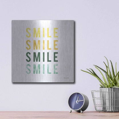 Luxe Metal Art 'Smile Smile' by Ann Kelle Designs, Metal Wall Art,12x12