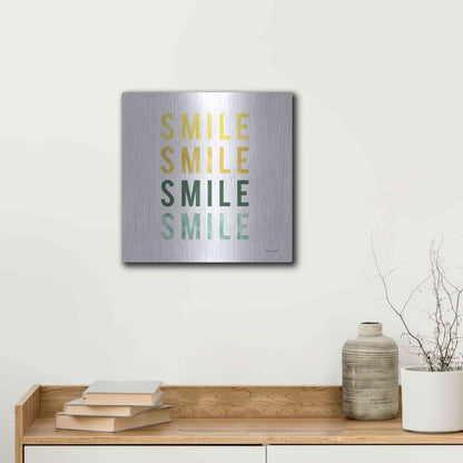 Luxe Metal Art 'Smile Smile' by Ann Kelle Designs, Metal Wall Art,12x12