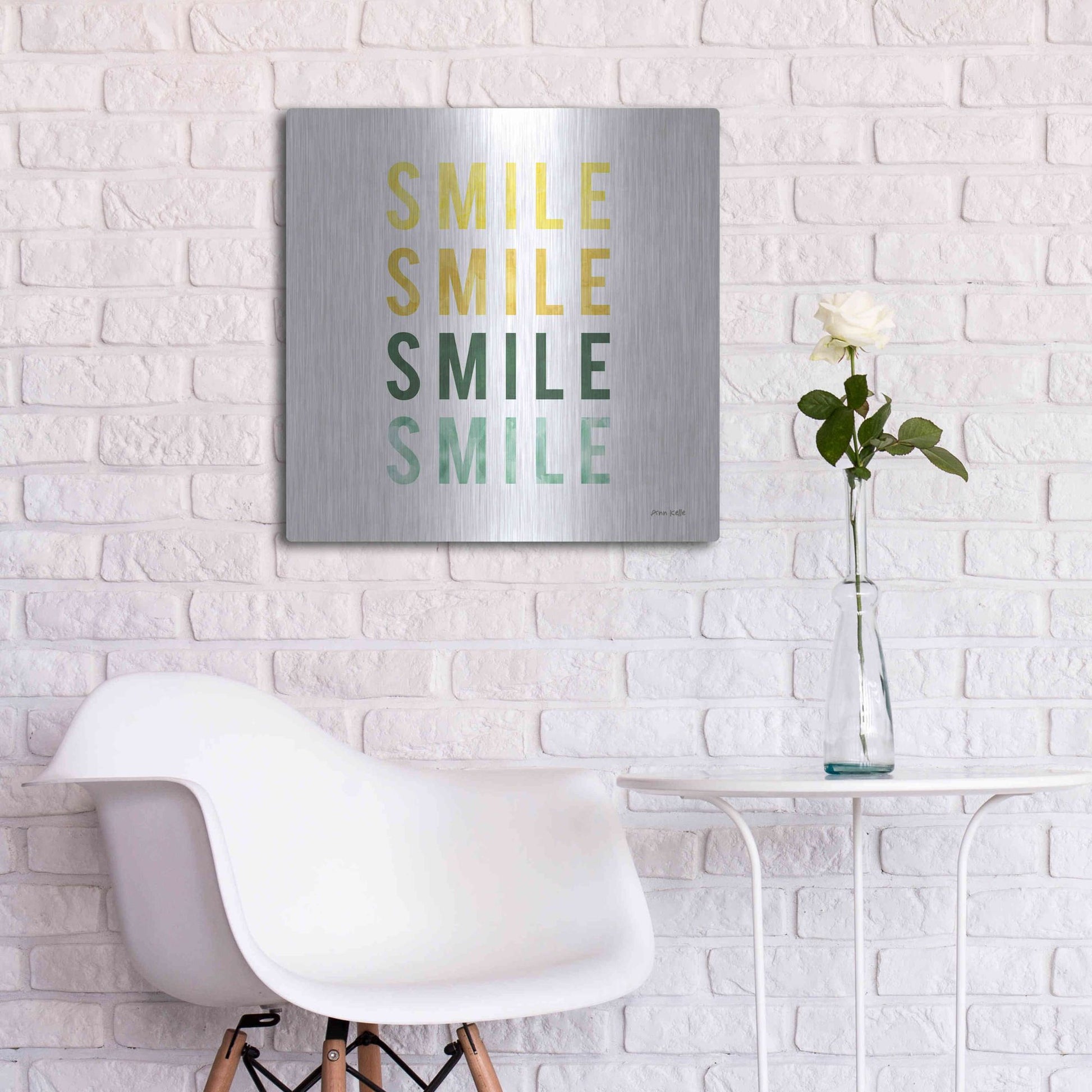 Luxe Metal Art 'Smile Smile' by Ann Kelle Designs, Metal Wall Art,24x24