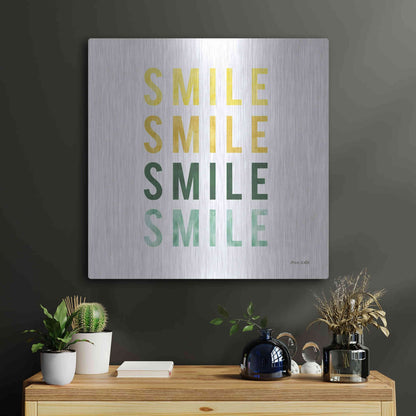 Luxe Metal Art 'Smile Smile' by Ann Kelle Designs, Metal Wall Art,24x24