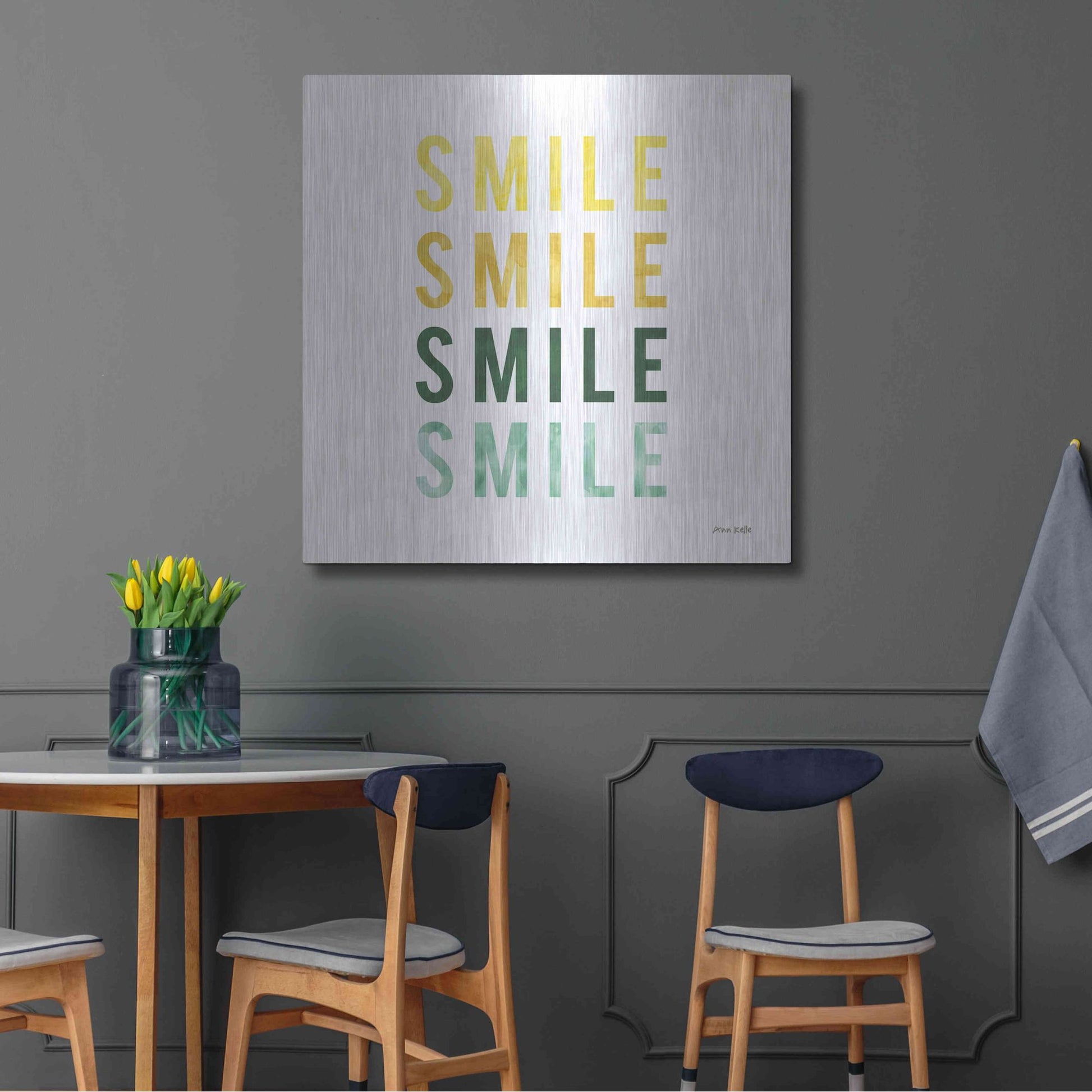 Luxe Metal Art 'Smile Smile' by Ann Kelle Designs, Metal Wall Art,36x36