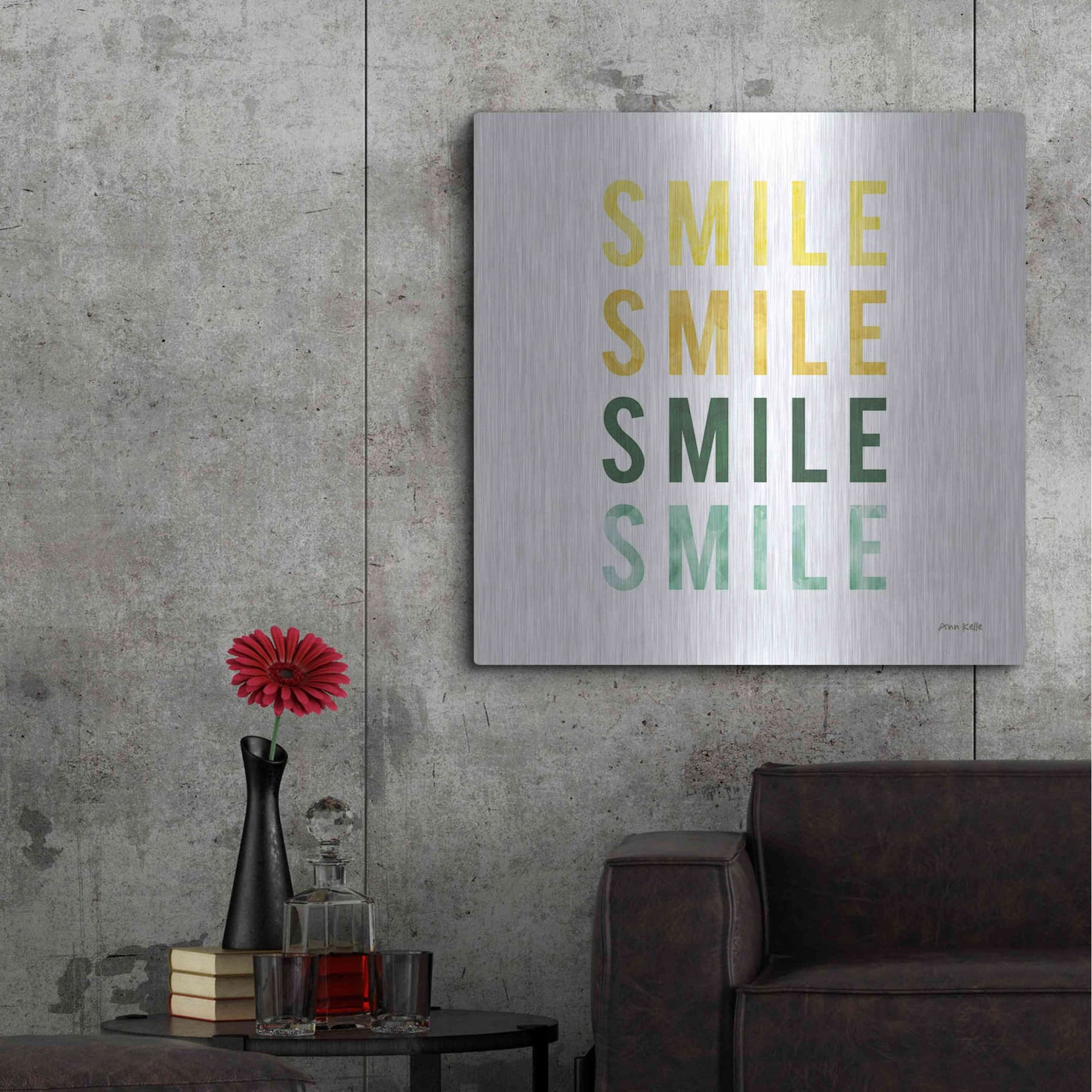 Luxe Metal Art 'Smile Smile' by Ann Kelle Designs, Metal Wall Art,36x36