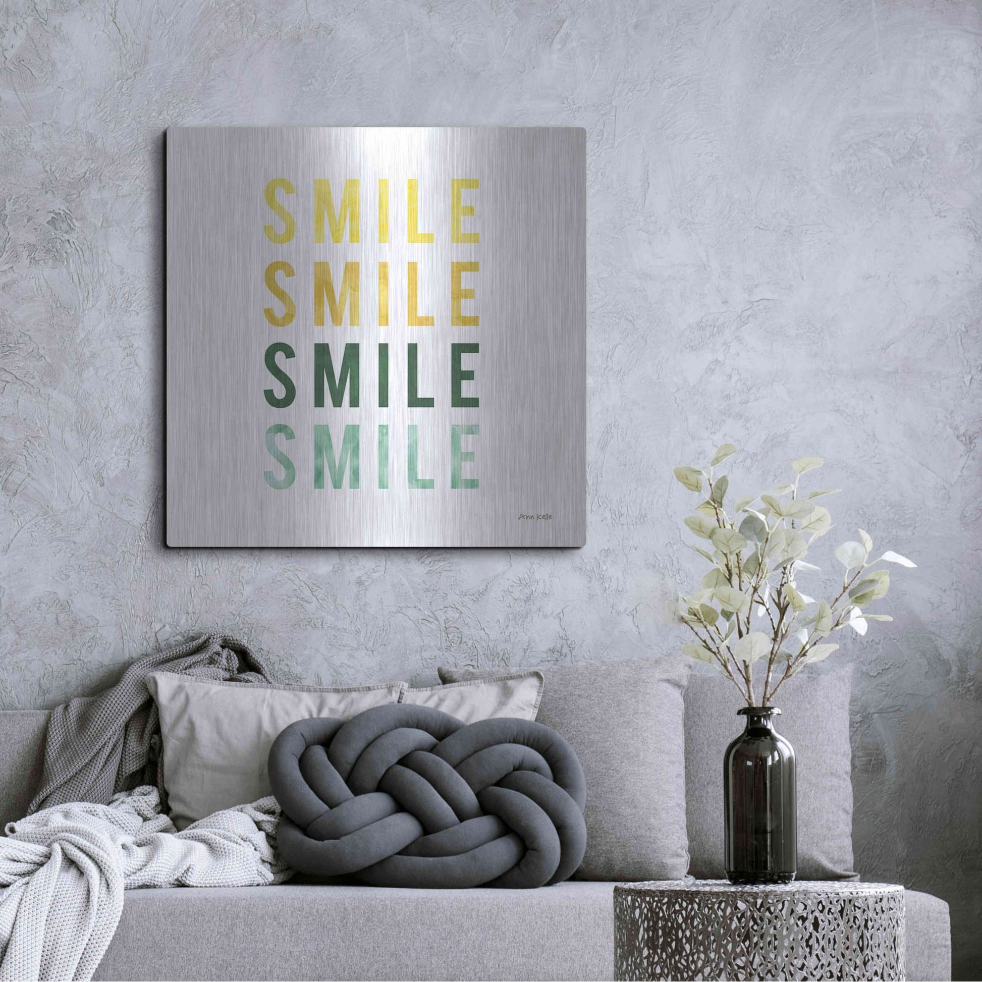 Luxe Metal Art 'Smile Smile' by Ann Kelle Designs, Metal Wall Art,36x36