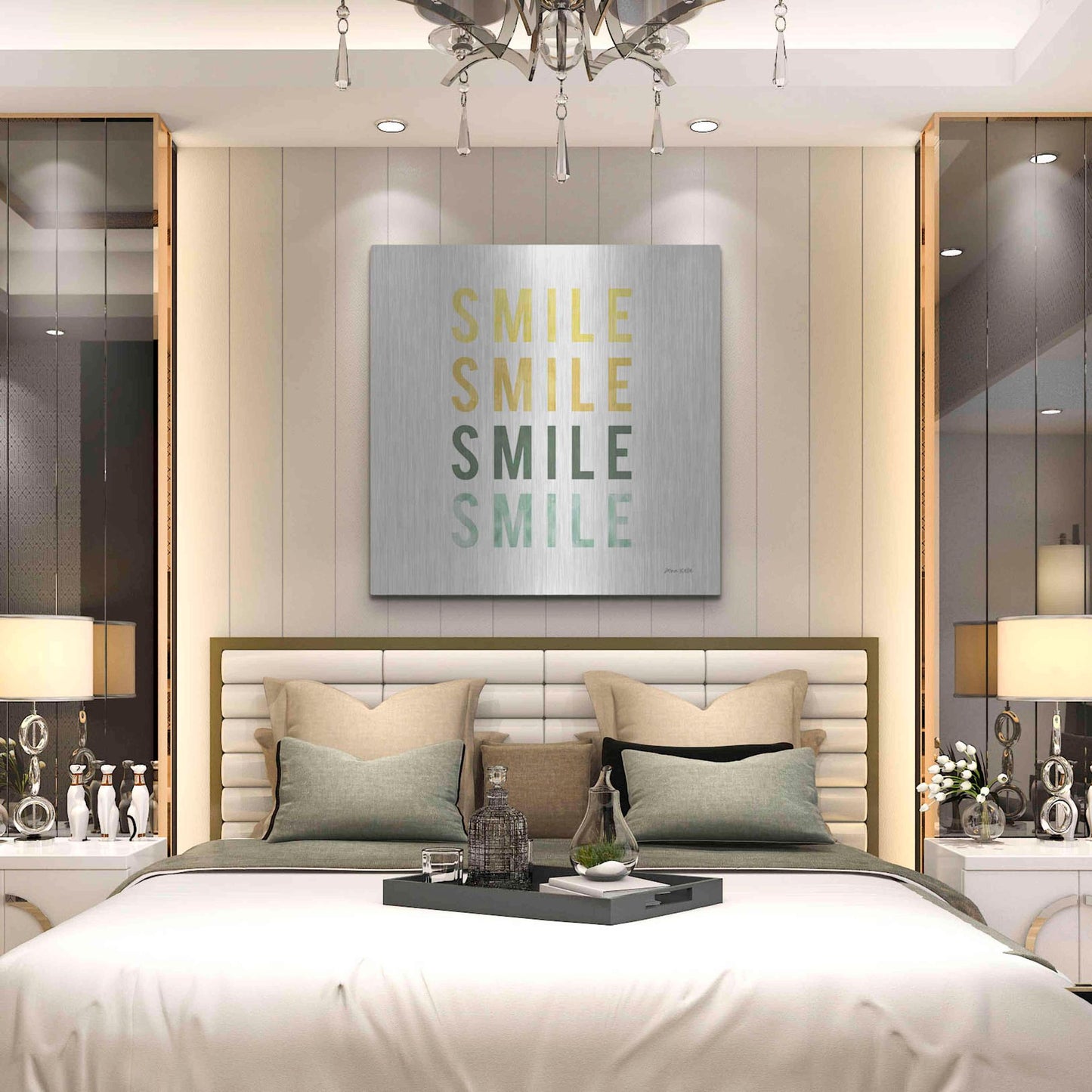 Luxe Metal Art 'Smile Smile' by Ann Kelle Designs, Metal Wall Art,36x36