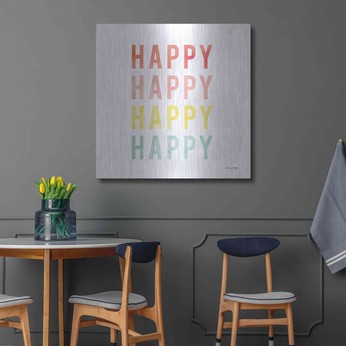 'Happy Happy' by Ann Kelle – Metal Wall Art, 36x36 room view
