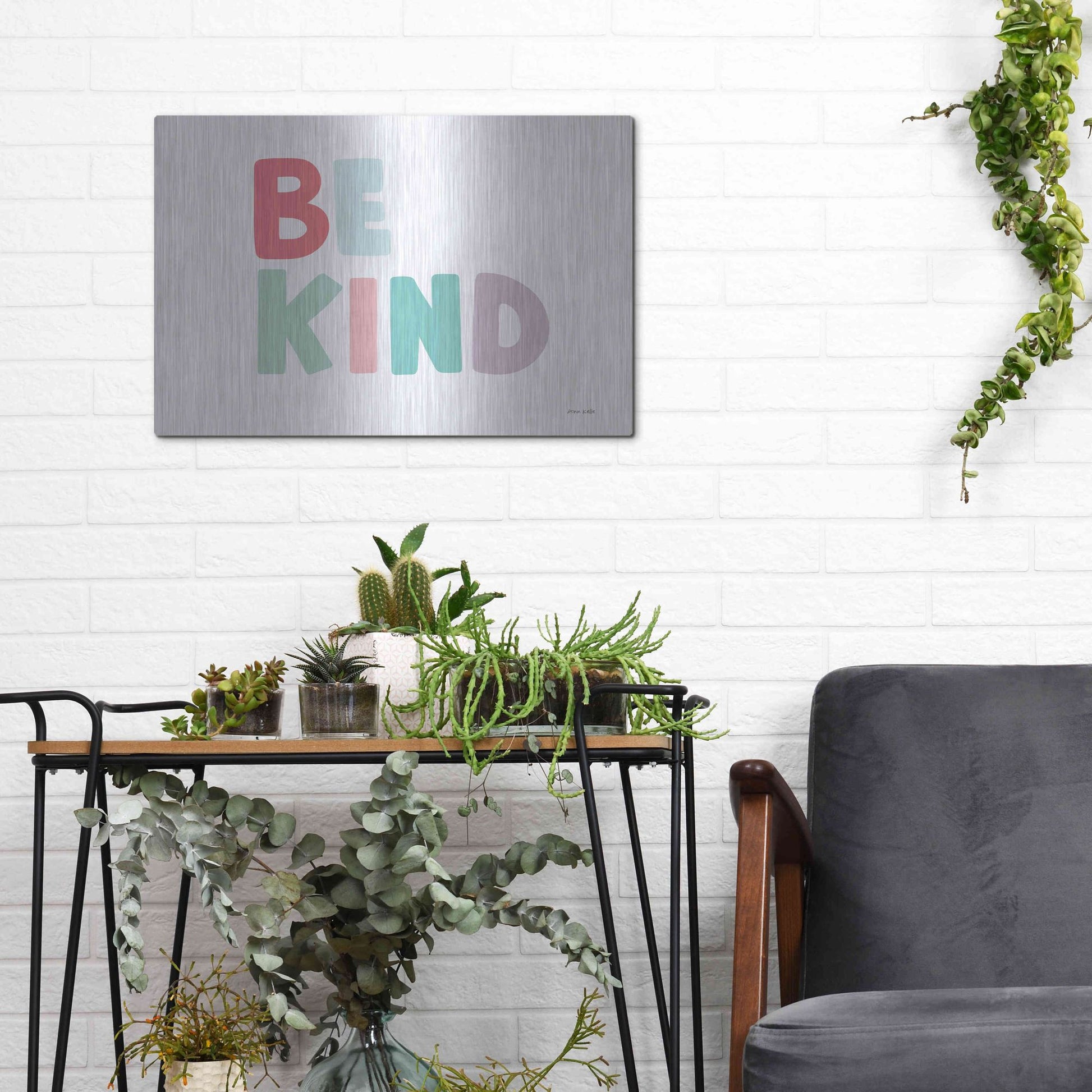 Luxe Metal Art 'Be Kind' by Ann Kelle Designs, Metal Wall Art,16x12