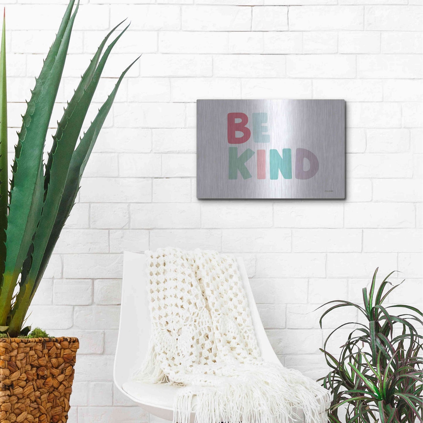 Luxe Metal Art 'Be Kind' by Ann Kelle Designs, Metal Wall Art,16x12