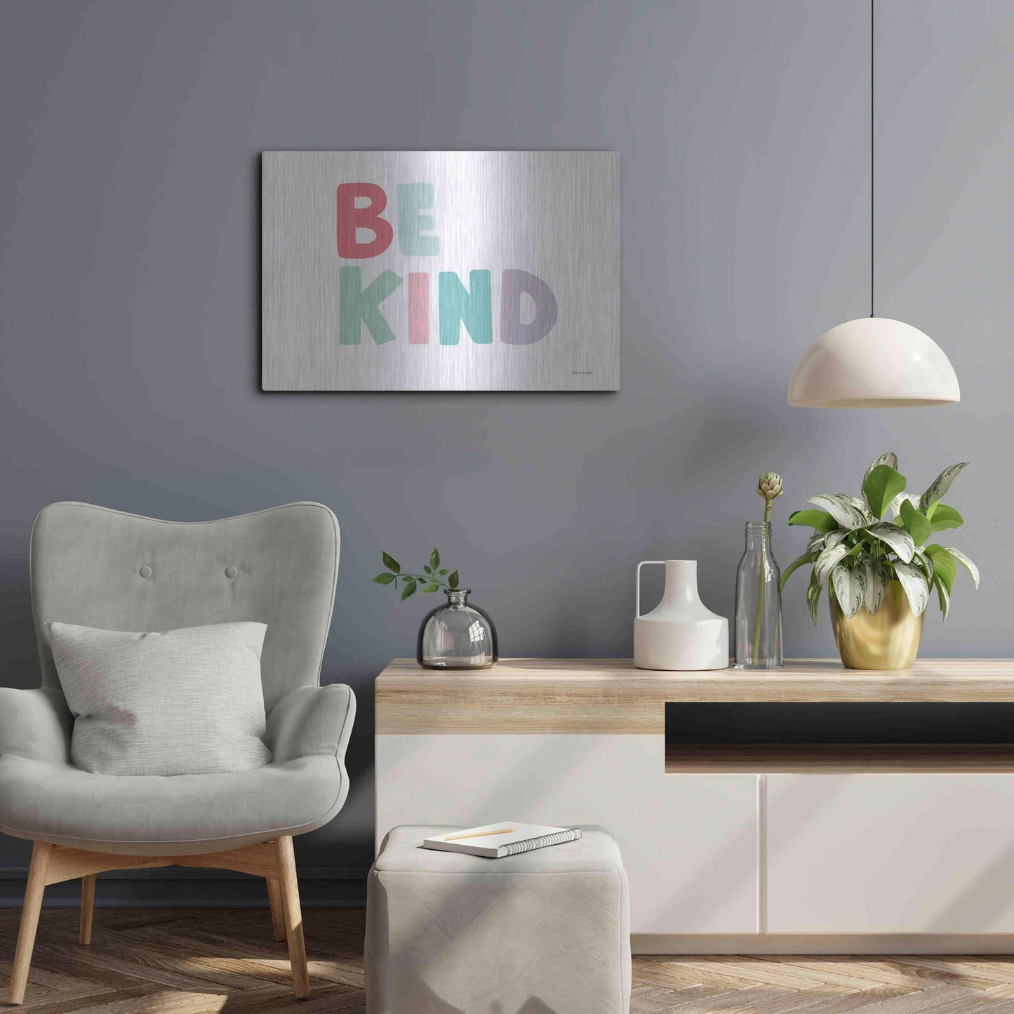 Luxe Metal Art 'Be Kind' by Ann Kelle Designs, Metal Wall Art,24x16