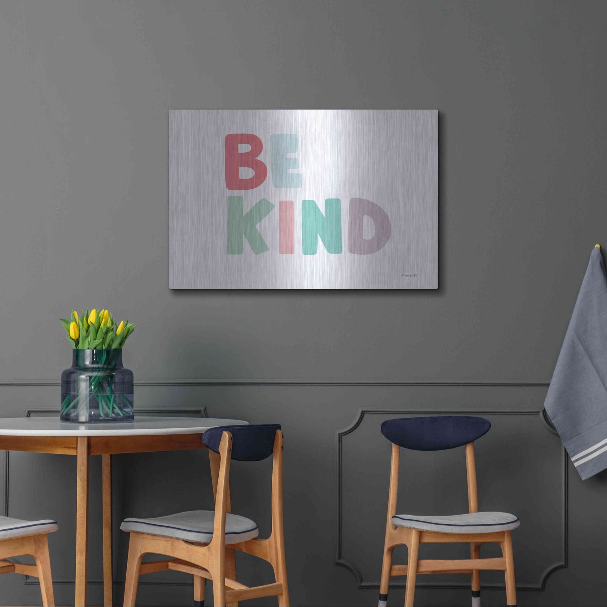 Luxe Metal Art 'Be Kind' by Ann Kelle Designs, Metal Wall Art,36x24