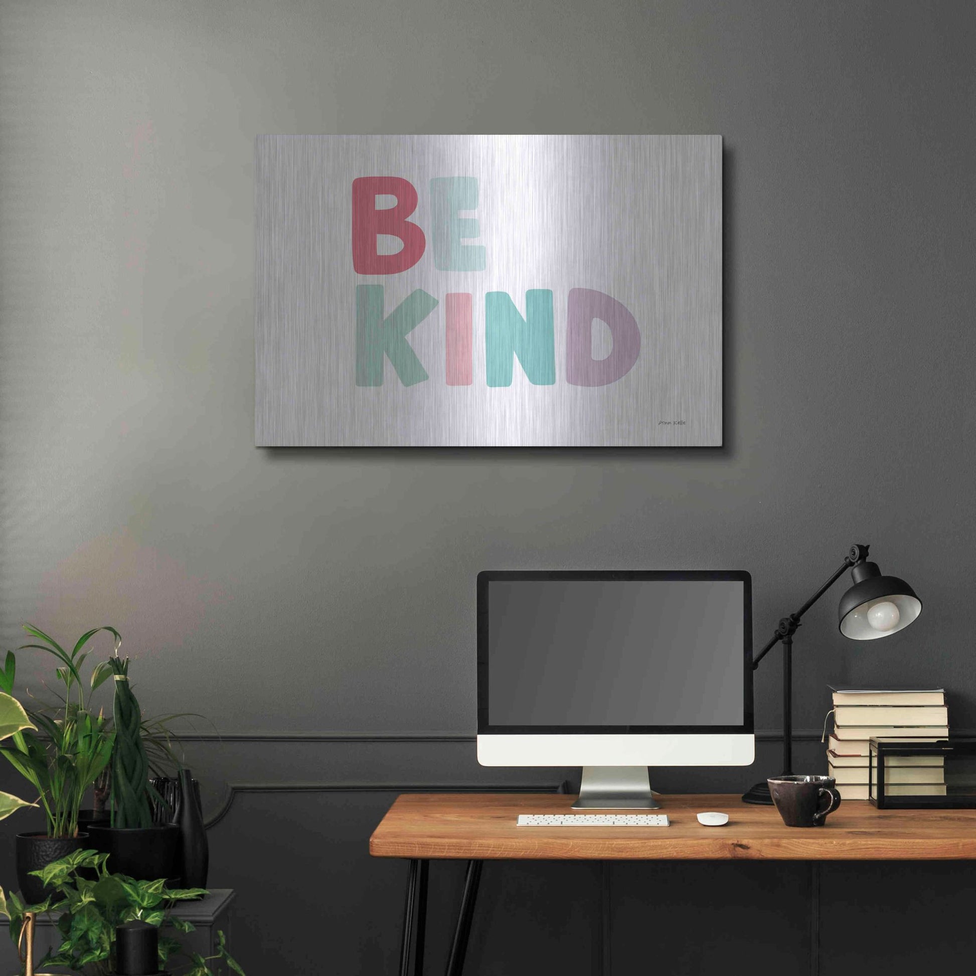 Luxe Metal Art 'Be Kind' by Ann Kelle Designs, Metal Wall Art,36x24