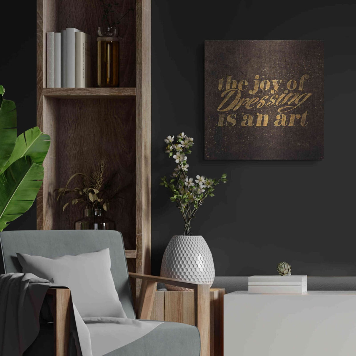 'Shoe Fetish Quotes V' by Emily Adams – Metal Wall Art, 24x24 room view