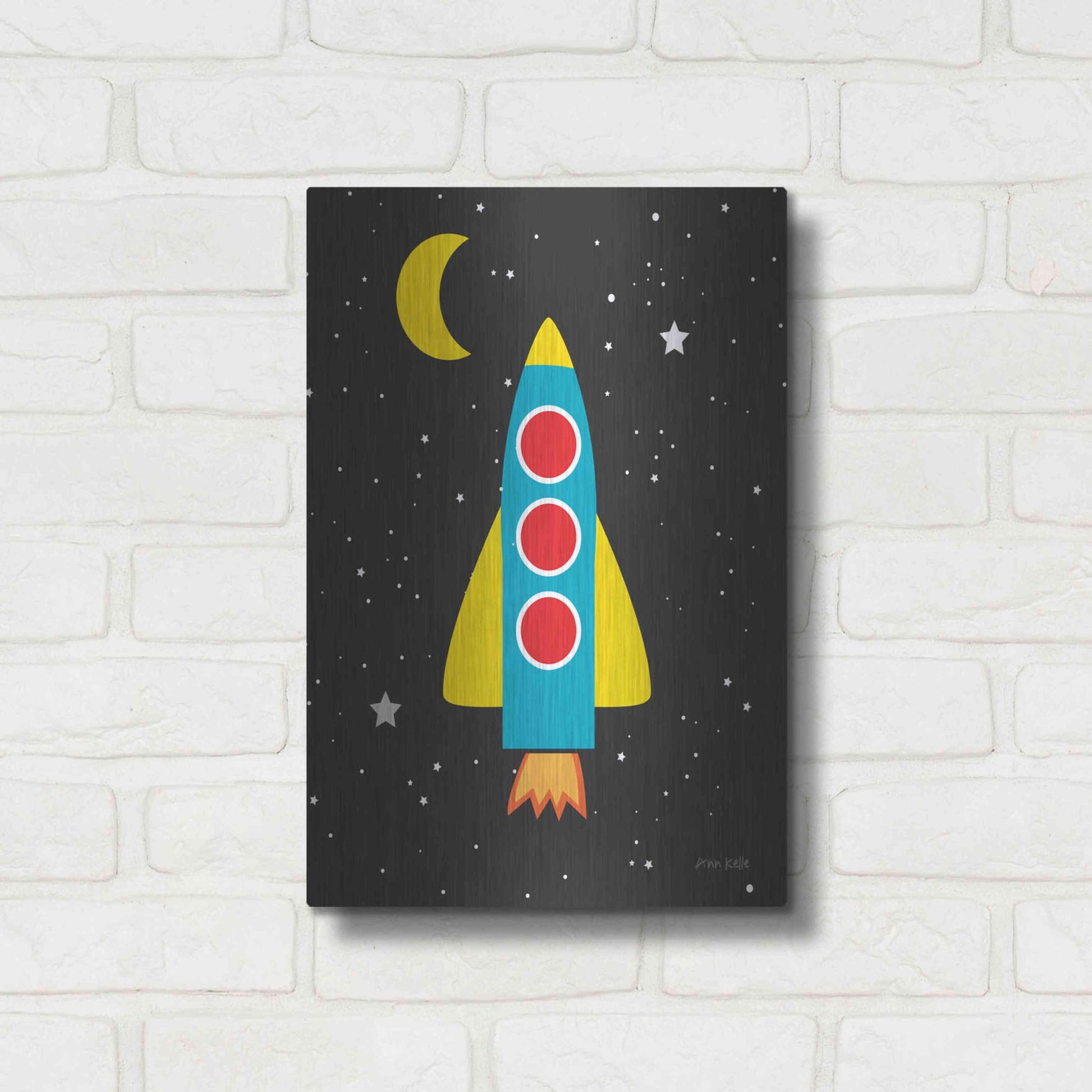 Luxe Metal Art 'Blast Off' by Ann Kelle Designs, Metal Wall Art,12x16