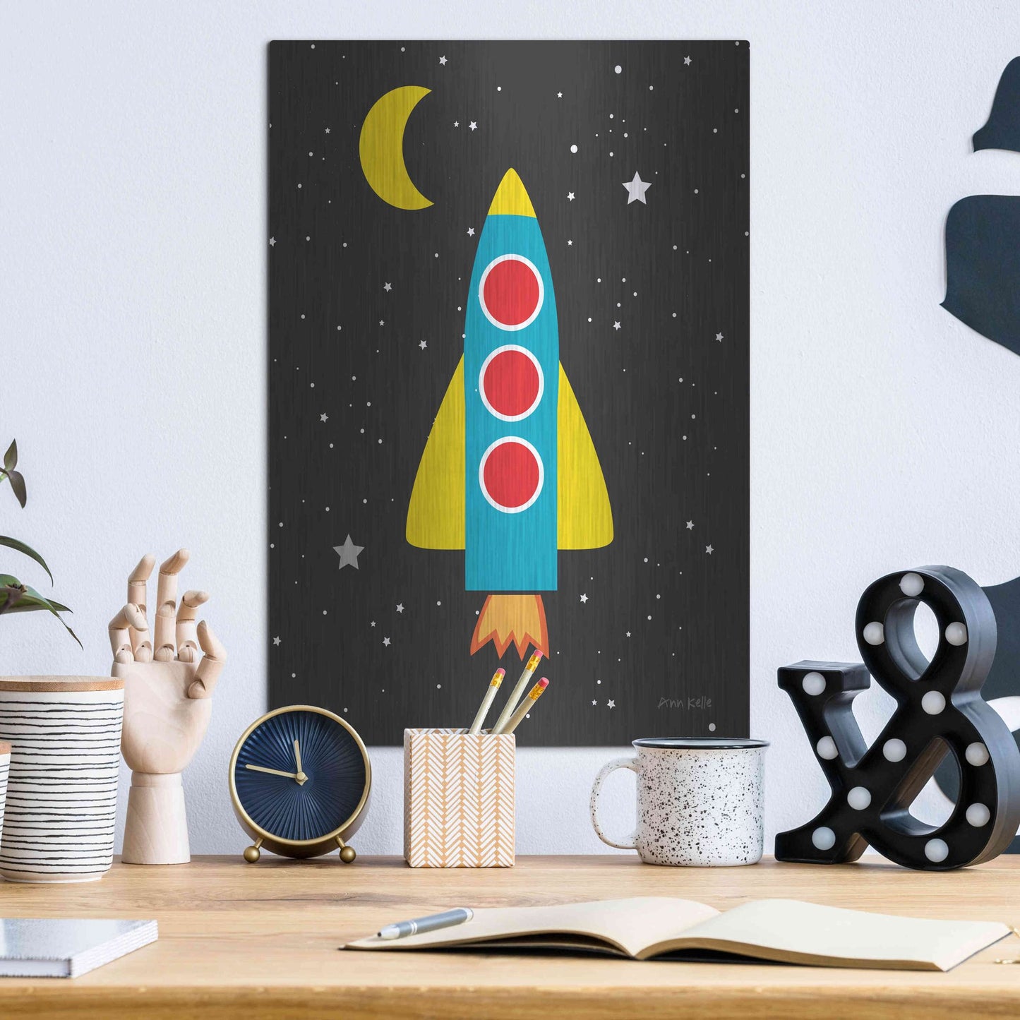 Luxe Metal Art 'Blast Off' by Ann Kelle Designs, Metal Wall Art,12x16