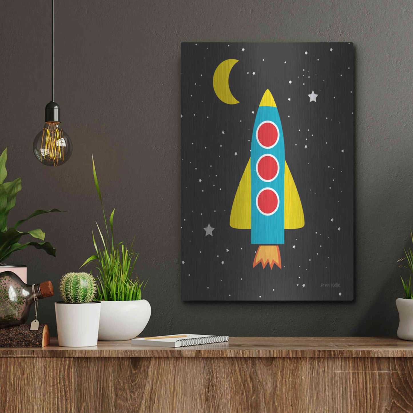 Luxe Metal Art 'Blast Off' by Ann Kelle Designs, Metal Wall Art,12x16