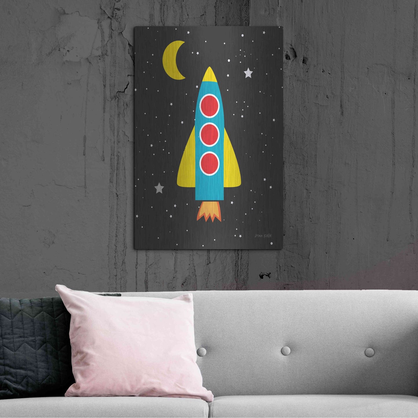 Luxe Metal Art 'Blast Off' by Ann Kelle Designs, Metal Wall Art,24x36