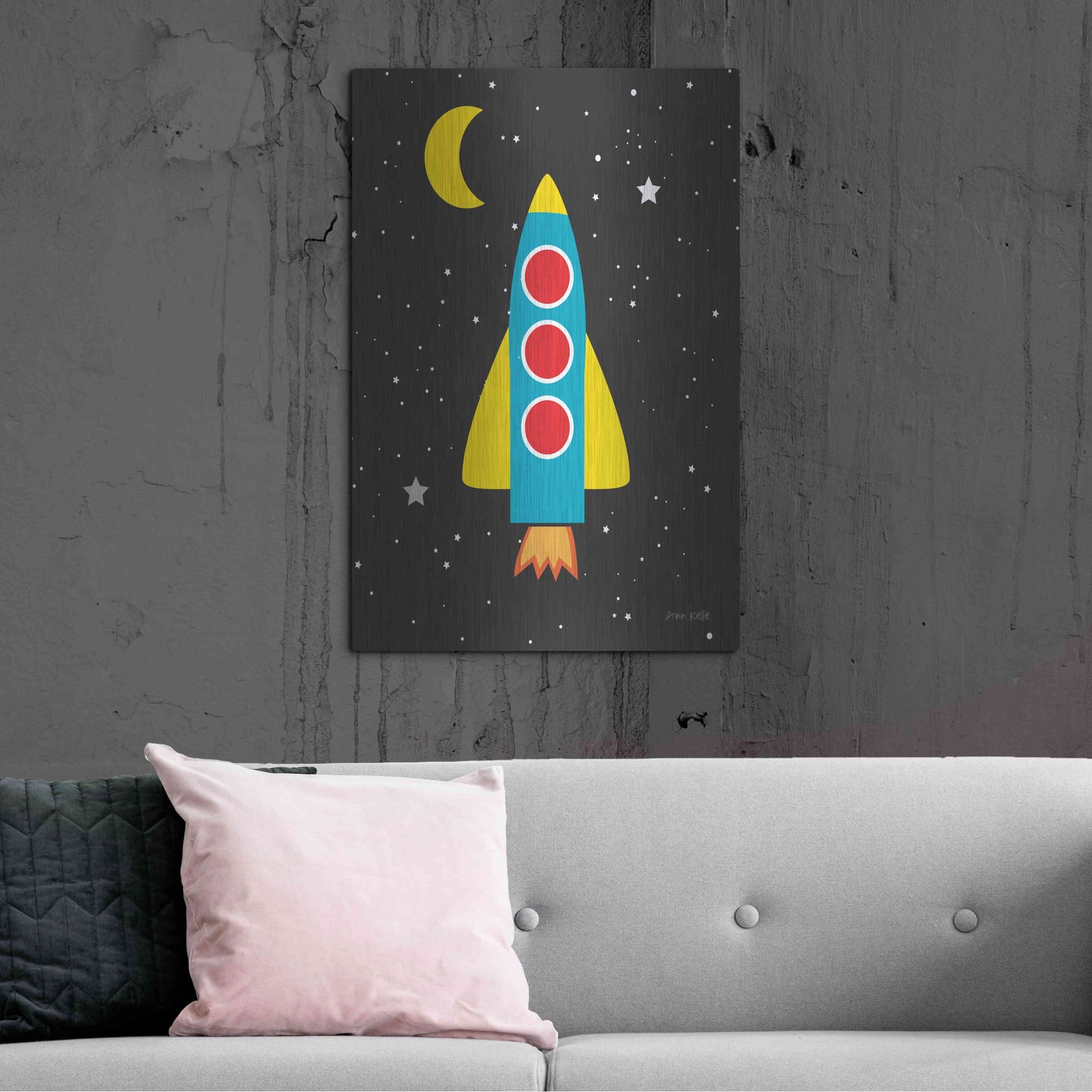 Luxe Metal Art 'Blast Off' by Ann Kelle Designs, Metal Wall Art,24x36