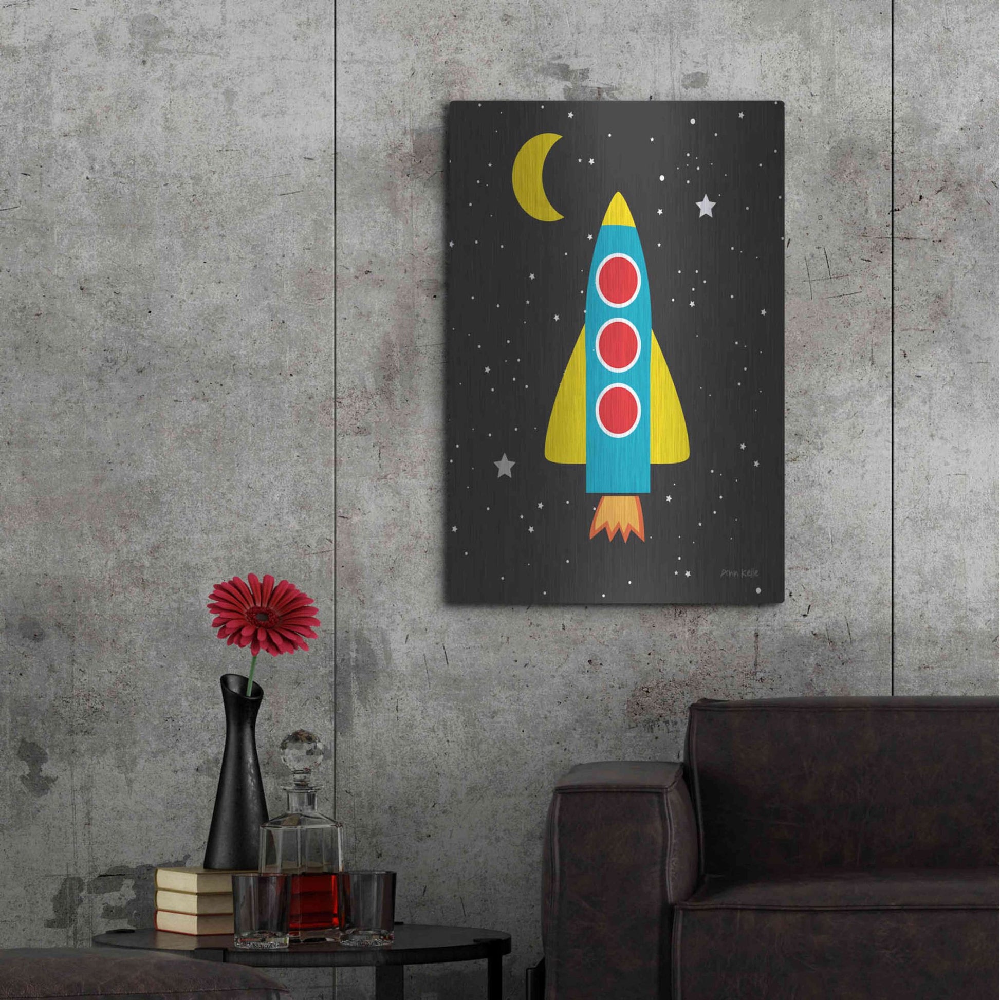 Luxe Metal Art 'Blast Off' by Ann Kelle Designs, Metal Wall Art,24x36