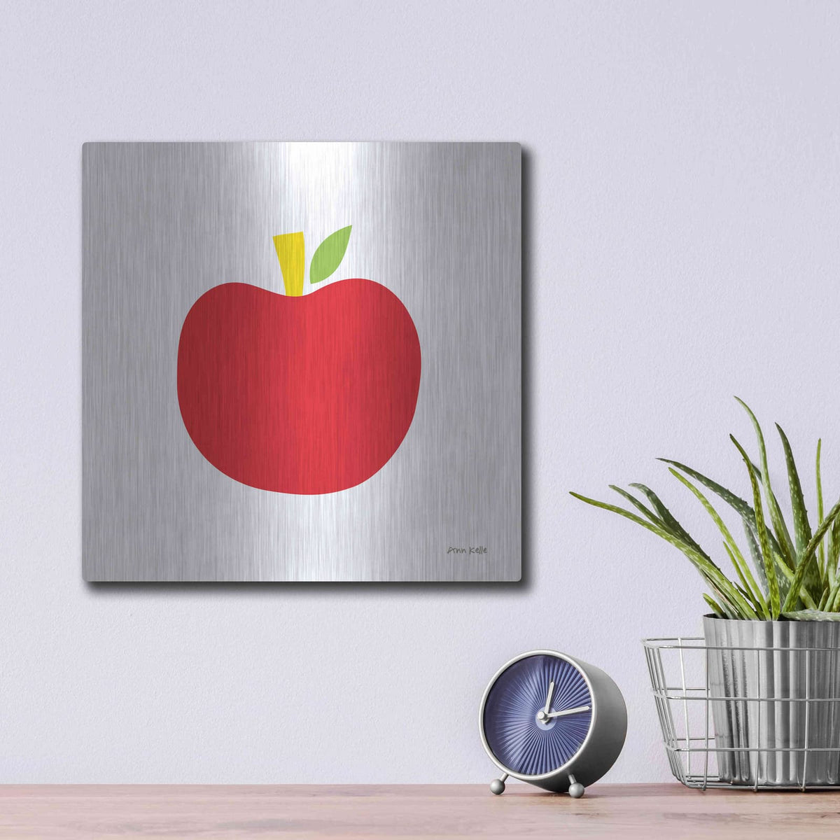 'Red Apple' by Ann Kelle – Metal Wall Art, 12x12 room view