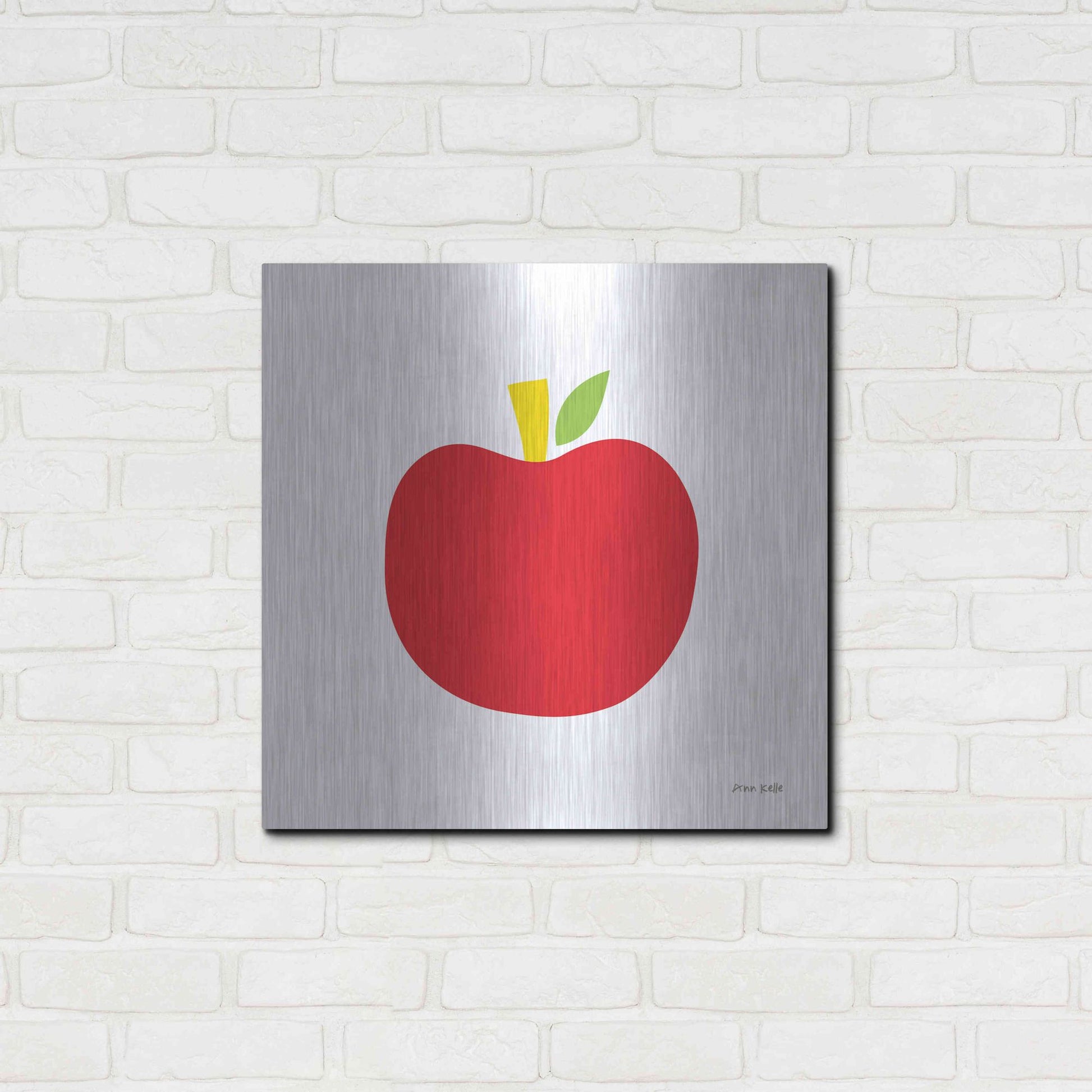 Luxe Metal Art 'Red Apple' by Ann Kelle Designs, Metal Wall Art,24x24