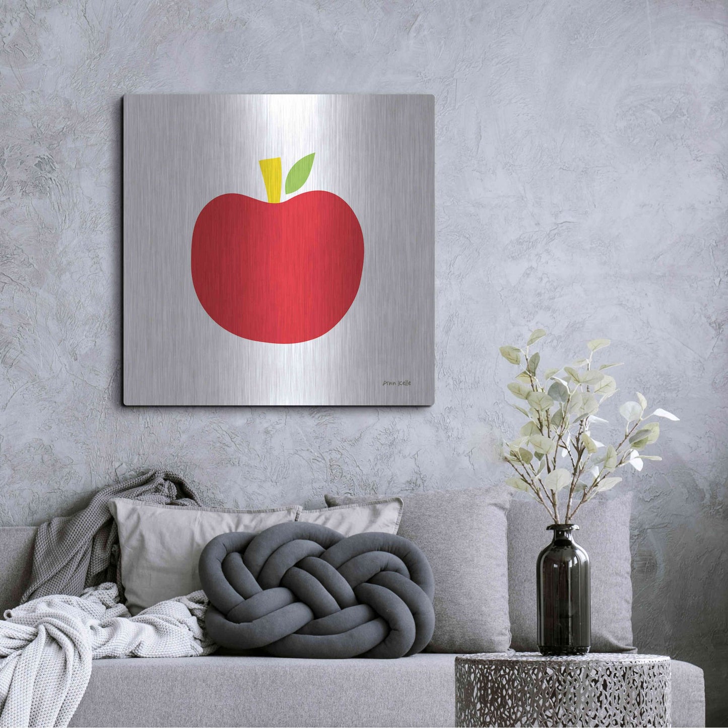 Luxe Metal Art 'Red Apple' by Ann Kelle Designs, Metal Wall Art,36x36