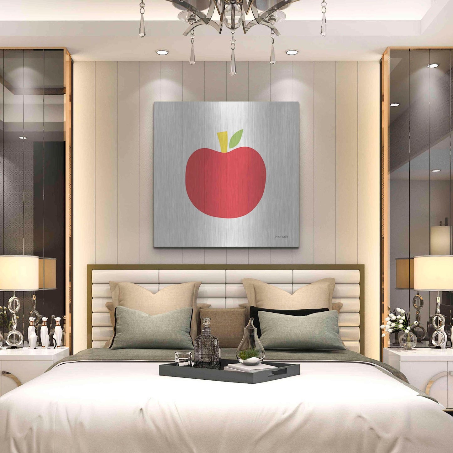 Luxe Metal Art 'Red Apple' by Ann Kelle Designs, Metal Wall Art,36x36