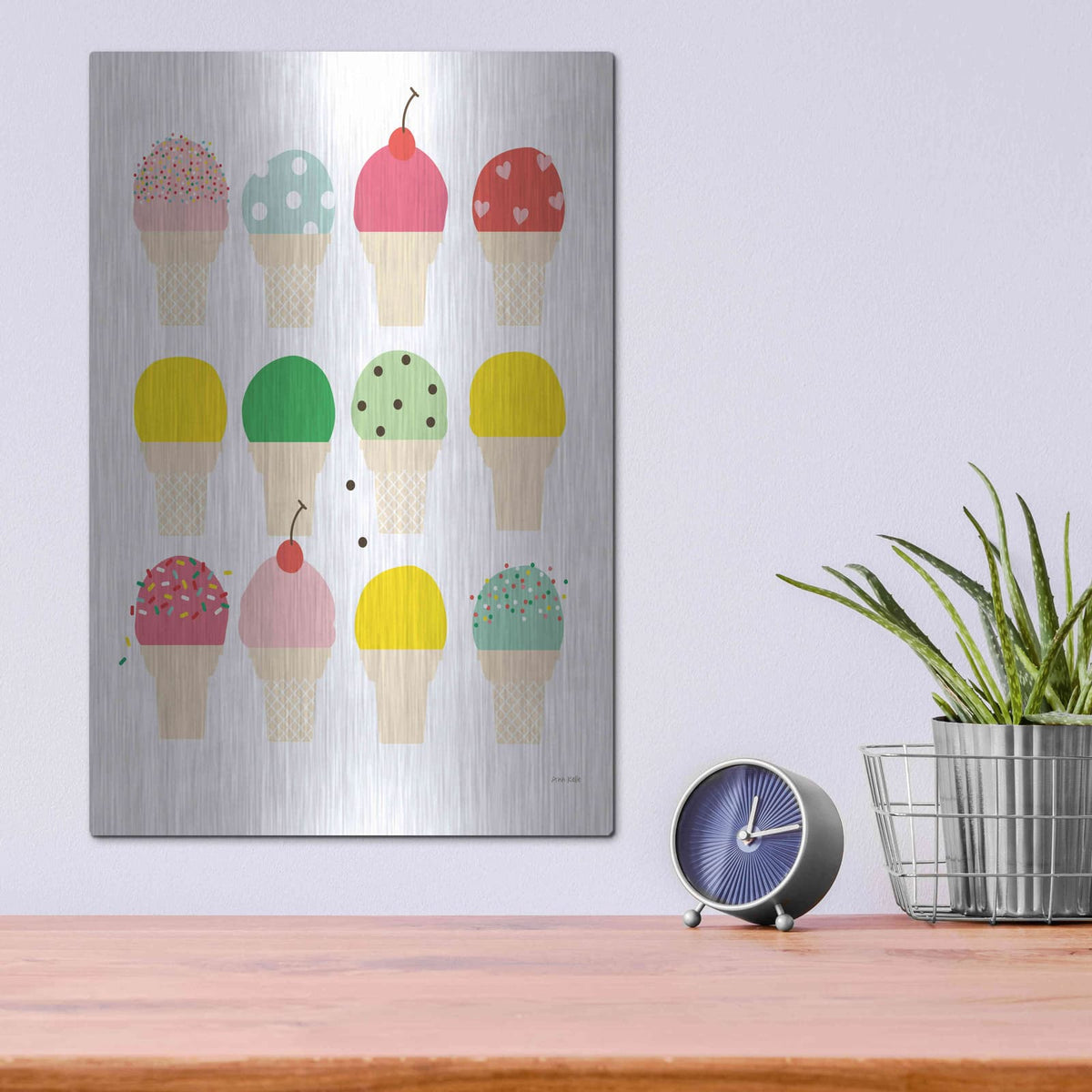 'Ice Cream Fun' by Ann Kelle – Metal Wall Art, 12x16 room view