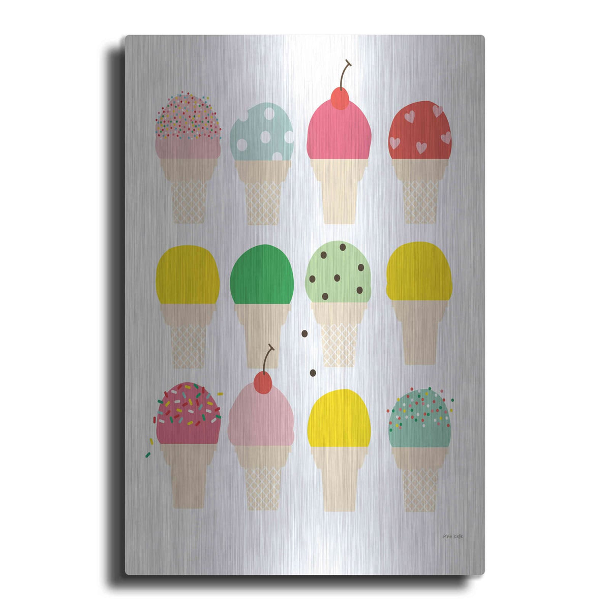 'Ice Cream Fun' by Ann Kelle – Metal Wall Art