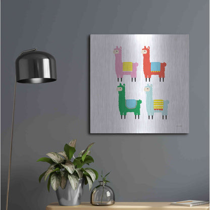 Luxe Metal Art 'The Llamas' by Ann Kelle Designs, Metal Wall Art,24x24